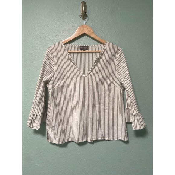 Michael Stars Tops - Michael Stars Boho Women's White and Dark Grey Blouse Shirt Top Size Large
